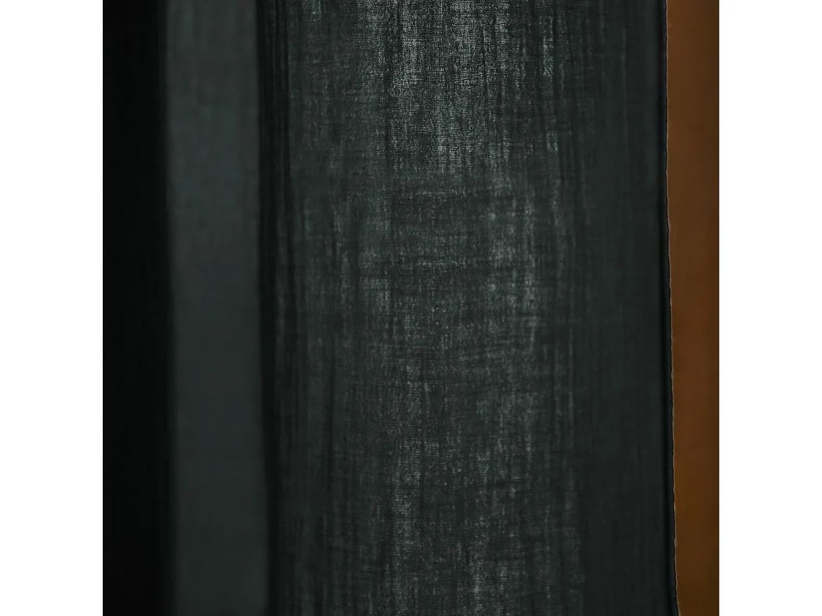 Rideau Ajustable 140x300 cm Gaze de Coton Sapin + 8 Anneaux Pince - OUREA