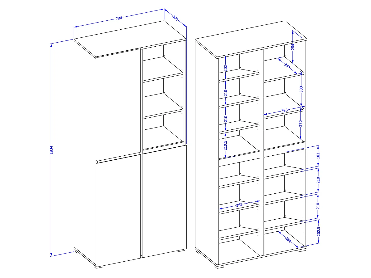 Lilia White 3-Door Entryway Cabinet