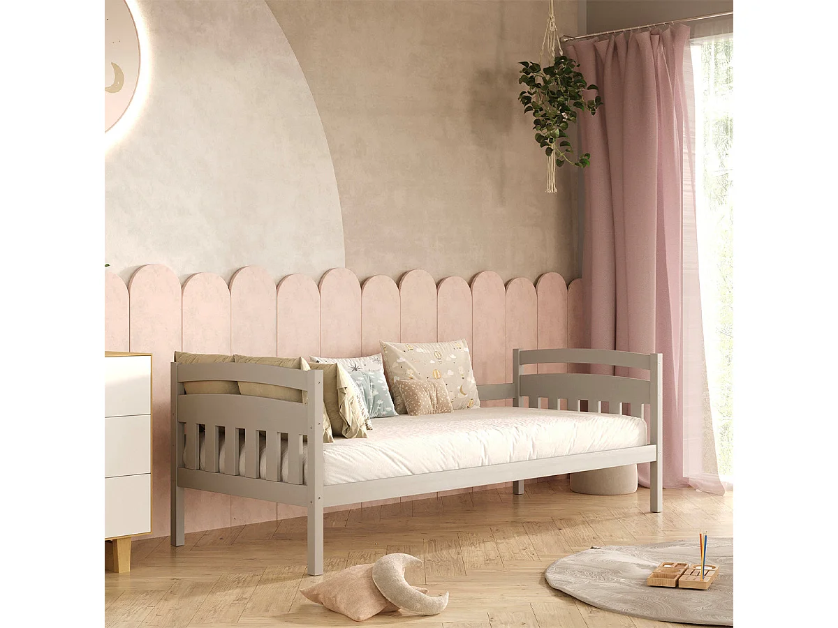 Cama gigogne 90x200 com base de ripas e gavetas incluídas Tosia Cinzento
