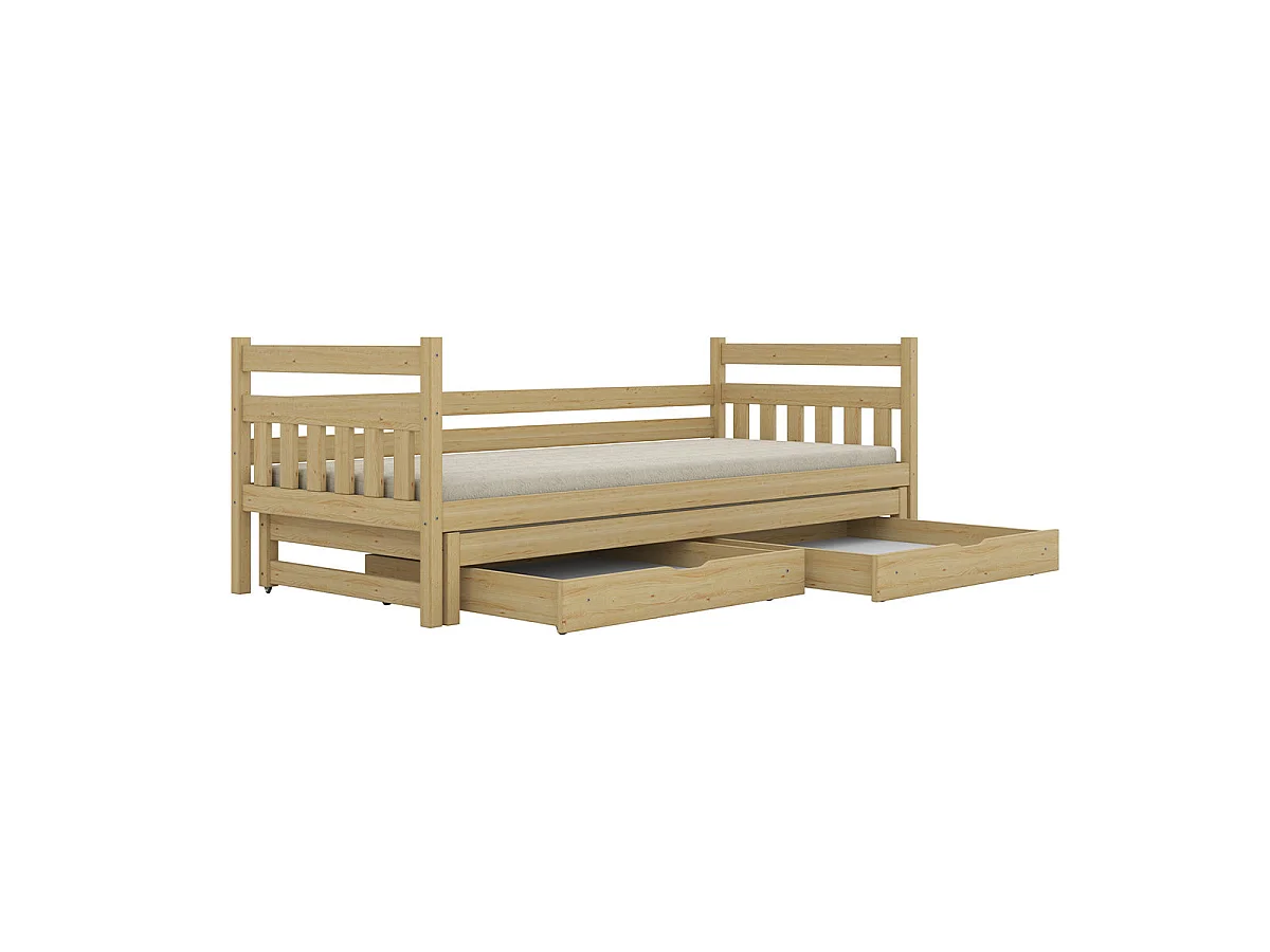 Letto a scomparsa 90x200 con rete a doghe e cassetti inclusi David Legno