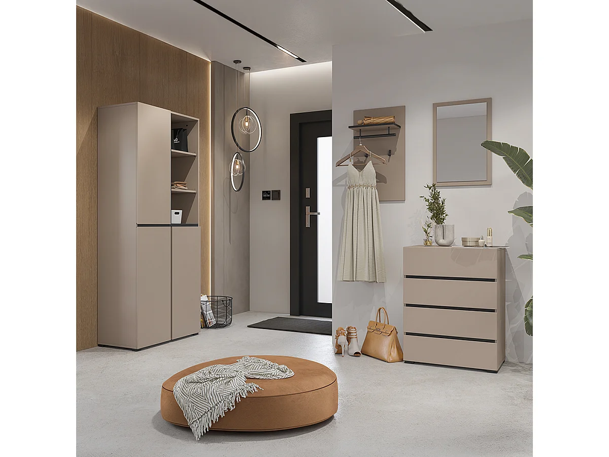 Lilia Taupe 3-Door Entryway Cabinet
