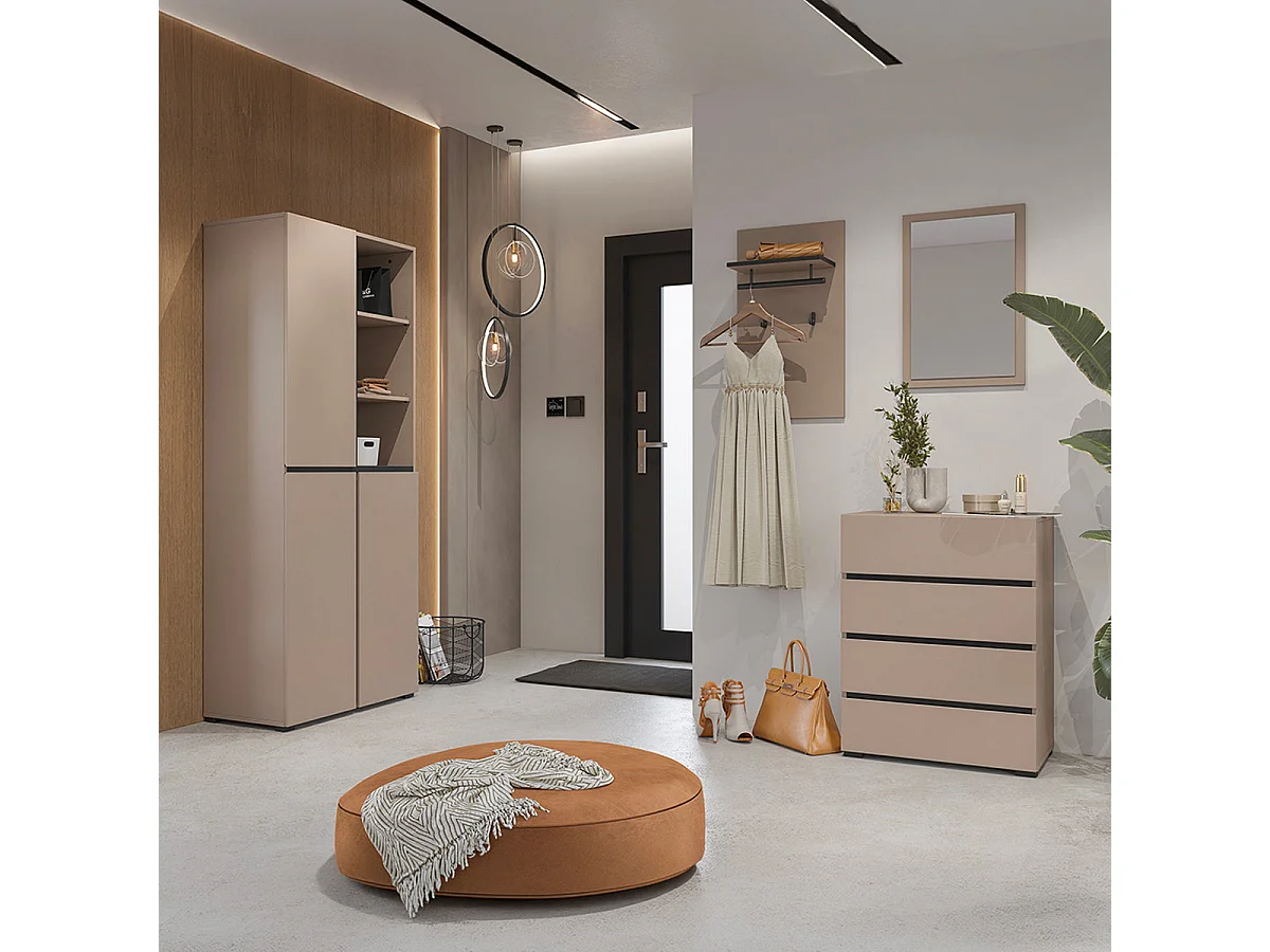 Meuble d'entrée 3 portes Lilia Taupe