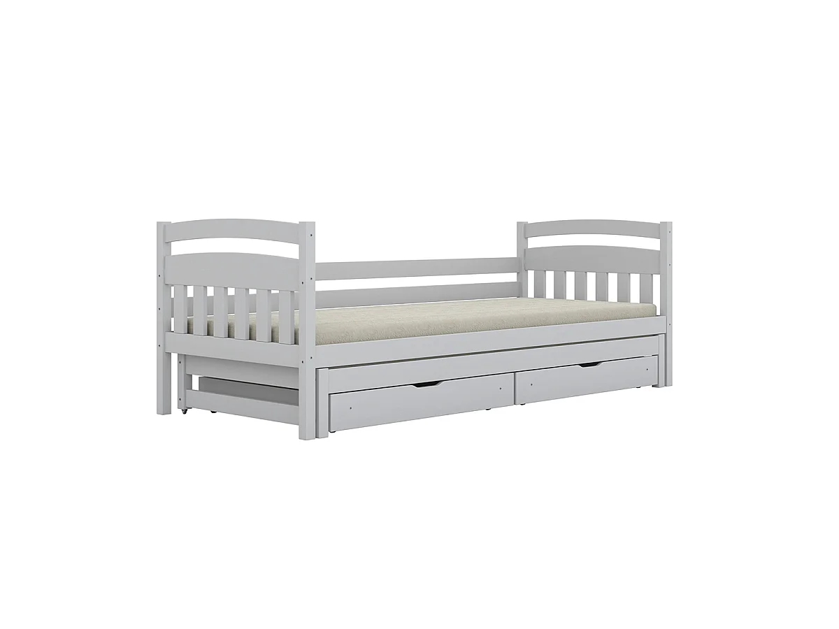 Lit gigogne 90x200 sommiers et tiroirs inclus Tosia Blanc