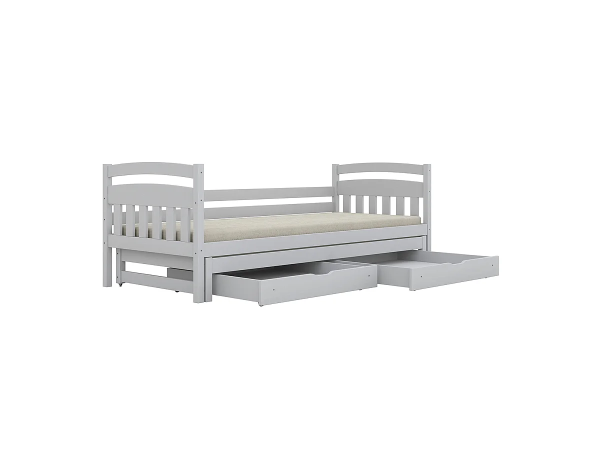Lit gigogne 90x200 sommiers et tiroirs inclus Tosia Blanc