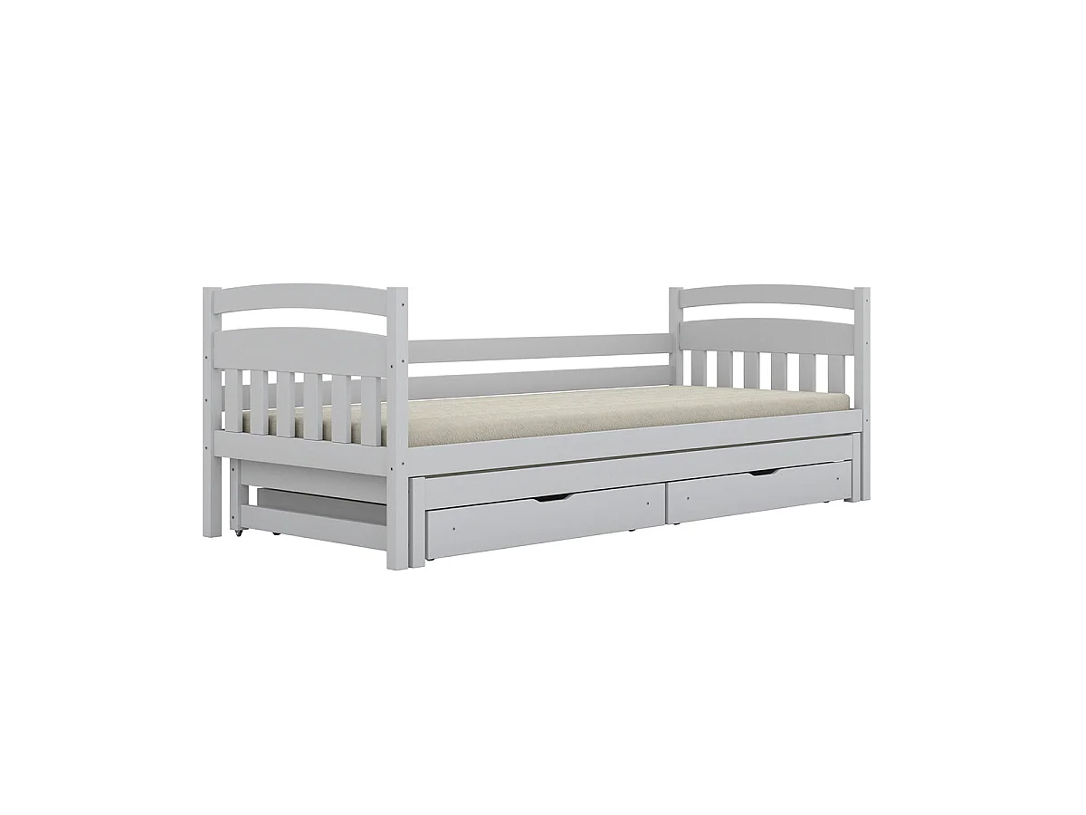 Letto a scomparsa 90x200 con rete a doghe e cassetti inclusi Tosia Bianco