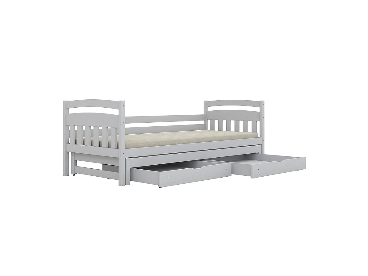 Letto a scomparsa 90x200 con rete a doghe e cassetti inclusi Tosia Bianco