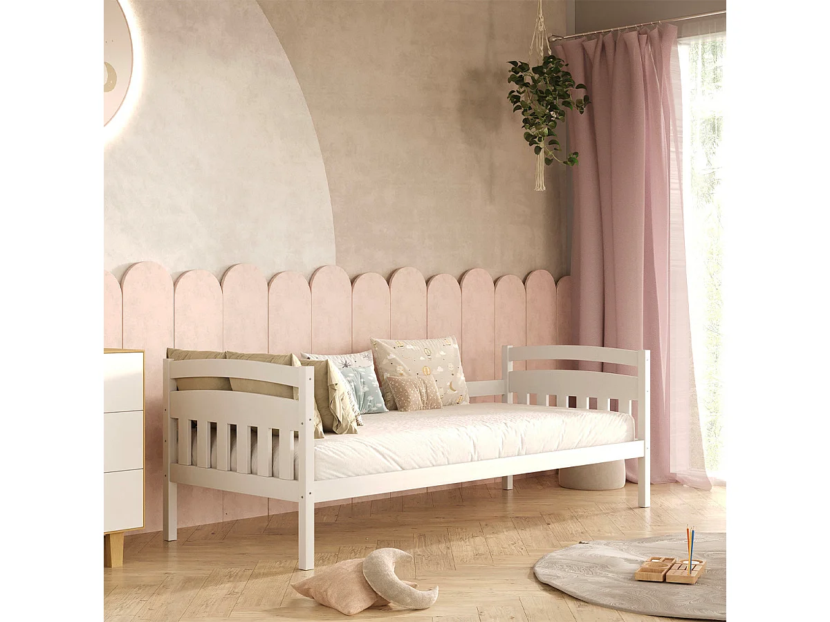 Letto a scomparsa 90x200 con rete a doghe e cassetti inclusi Tosia Bianco