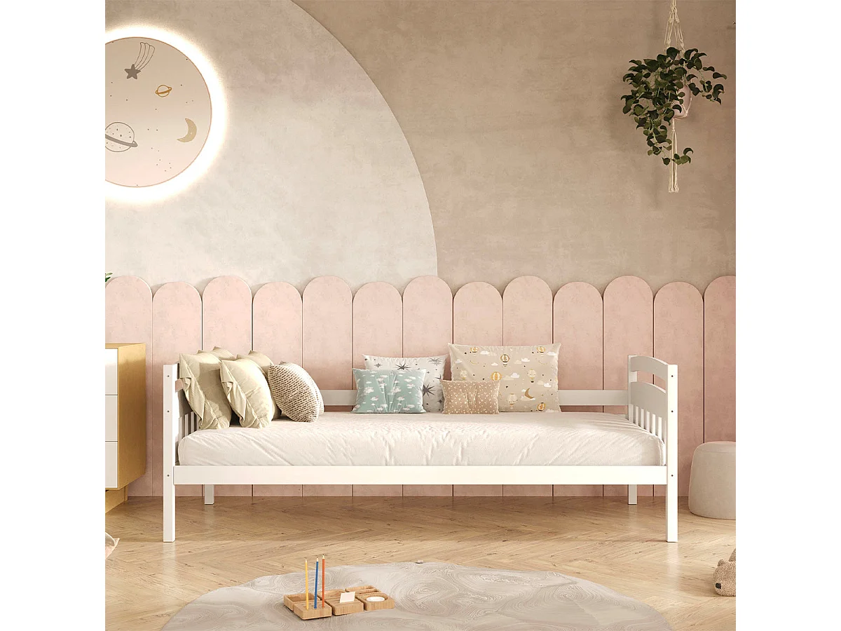 Letto a scomparsa 90x200 con rete a doghe e cassetti inclusi Tosia Bianco