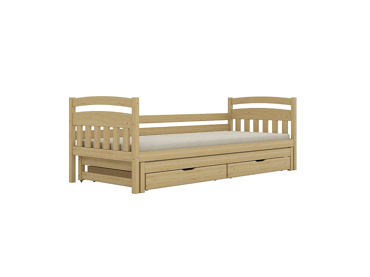 Letto a scomparsa 90x200 con rete a doghe e cassetti inclusi Tosia Legno