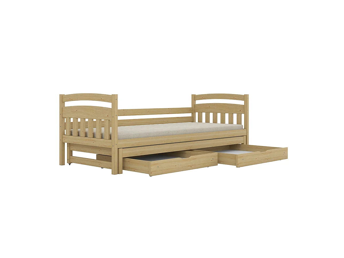 Letto a scomparsa 90x200 con rete a doghe e cassetti inclusi Tosia Legno