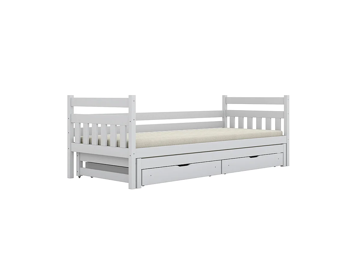 Lit gigogne 90x200 sommiers et tiroirs inclus David Blanc