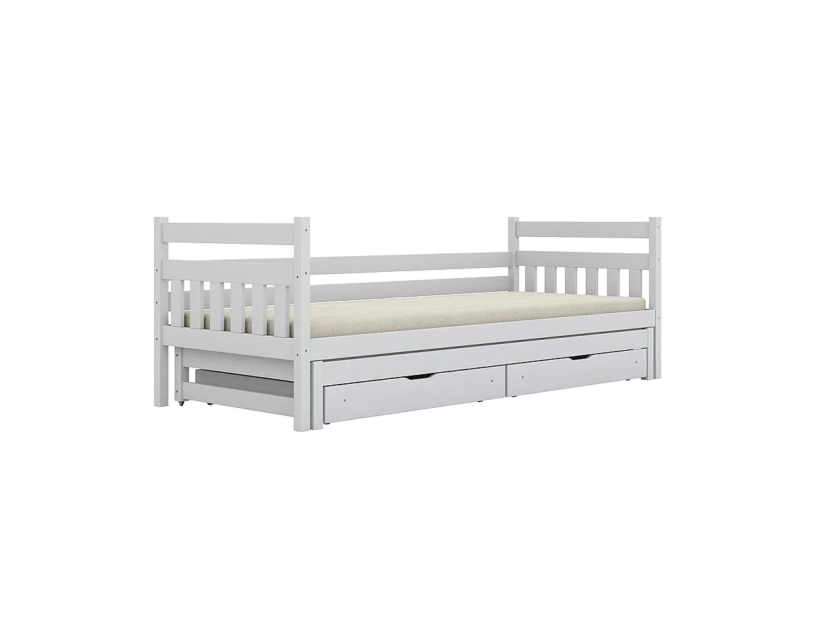 Letto a scomparsa 90x200 con rete a doghe e cassetti inclusi David Bianco