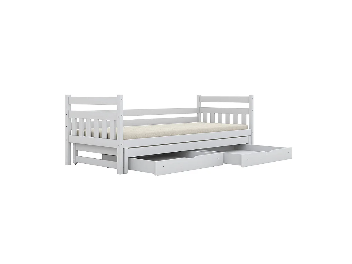 Letto a scomparsa 90x200 con rete a doghe e cassetti inclusi David Bianco