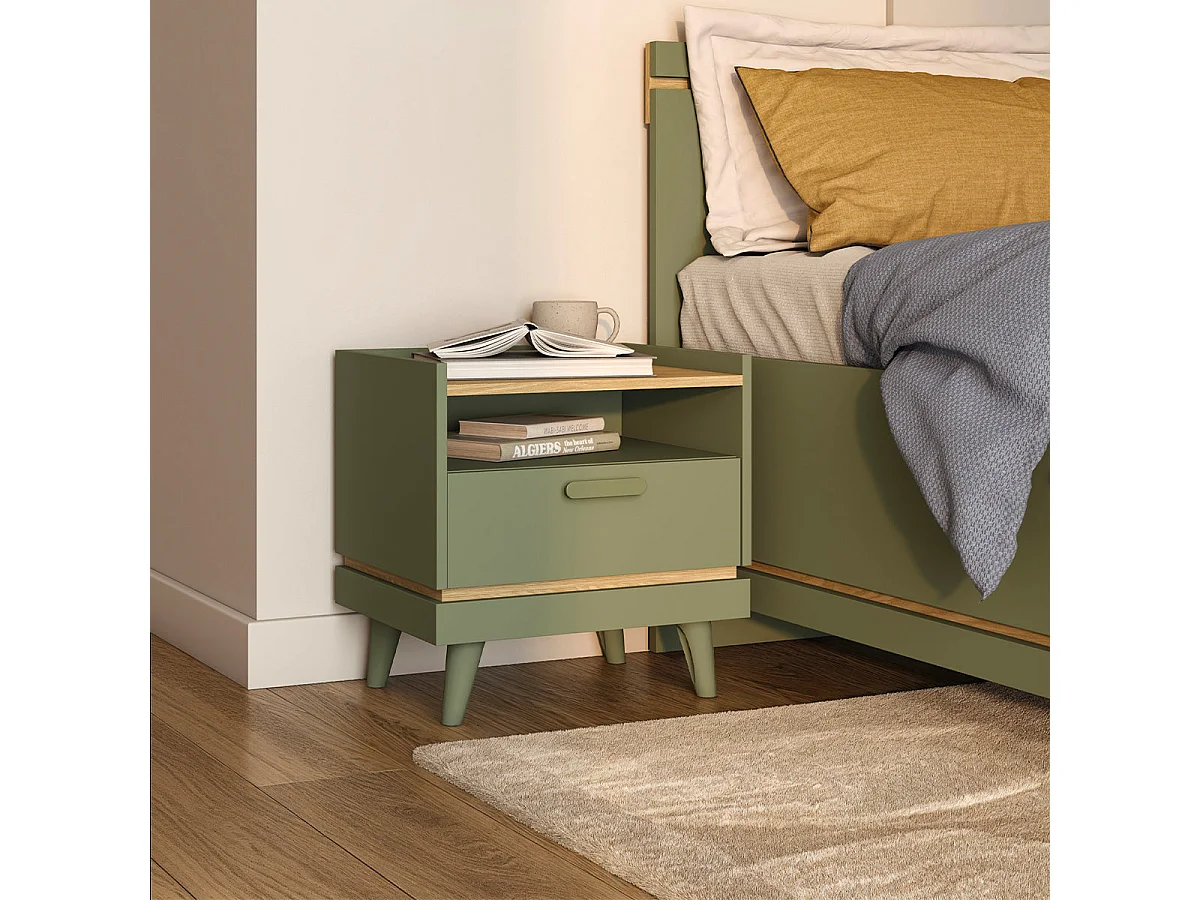 Comodino 1 cassetto Sandy verde 50,6cm