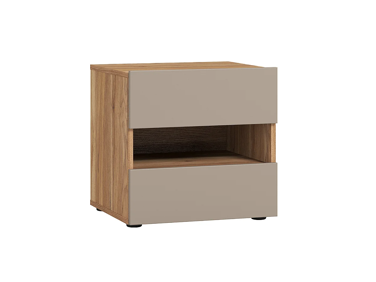 2-Drawer 1-Niche Nightstand Iséa Taupe and Wood