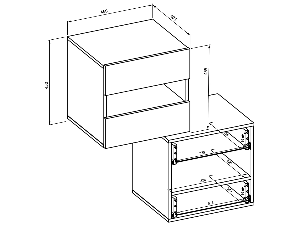 2-Drawer 1-Niche Nightstand Iséa Taupe and Wood