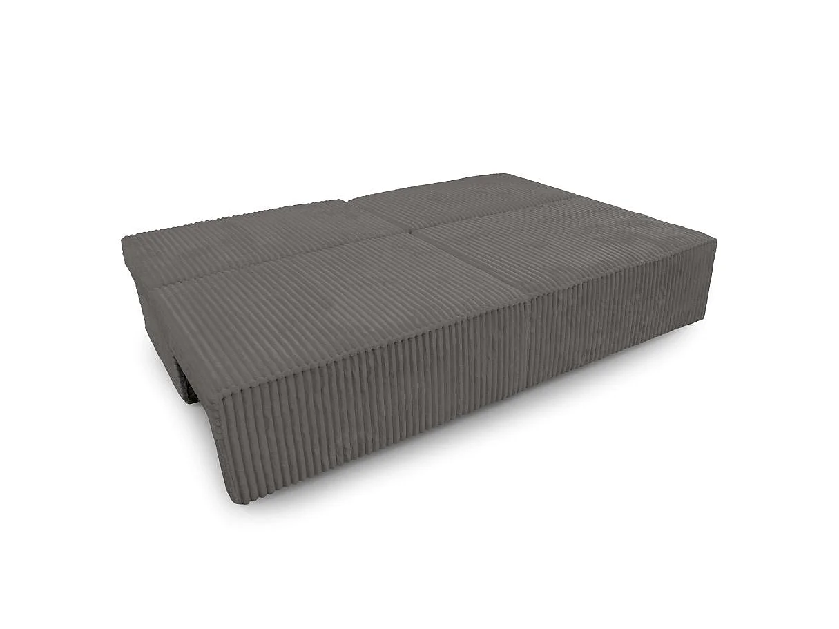 Canapé convertible 3 places FIONA sans accoudoirs avec coffre velours côtelé épais - Gris anthracite