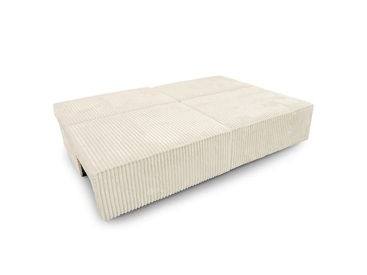 Canapé convertible 3 places FIONA sans accoudoirs coffre de rangement velours côtelé épais - Beige