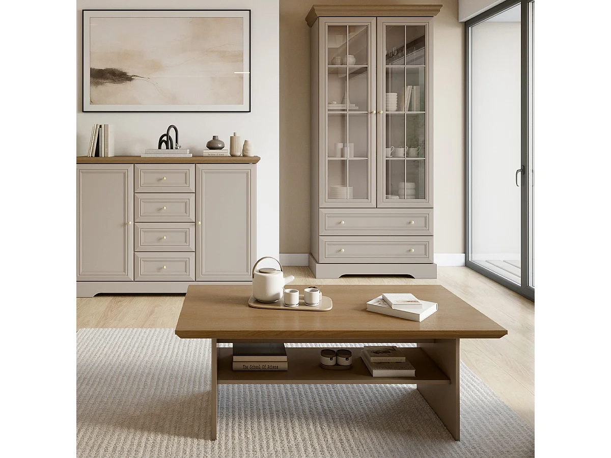 Dulci Cashmere and Wood Coffee Table