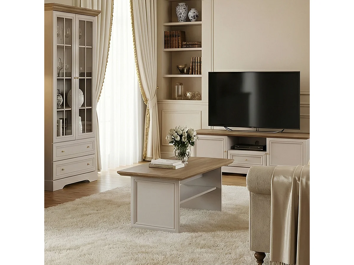 Dulci Cashmere and Wood Coffee Table