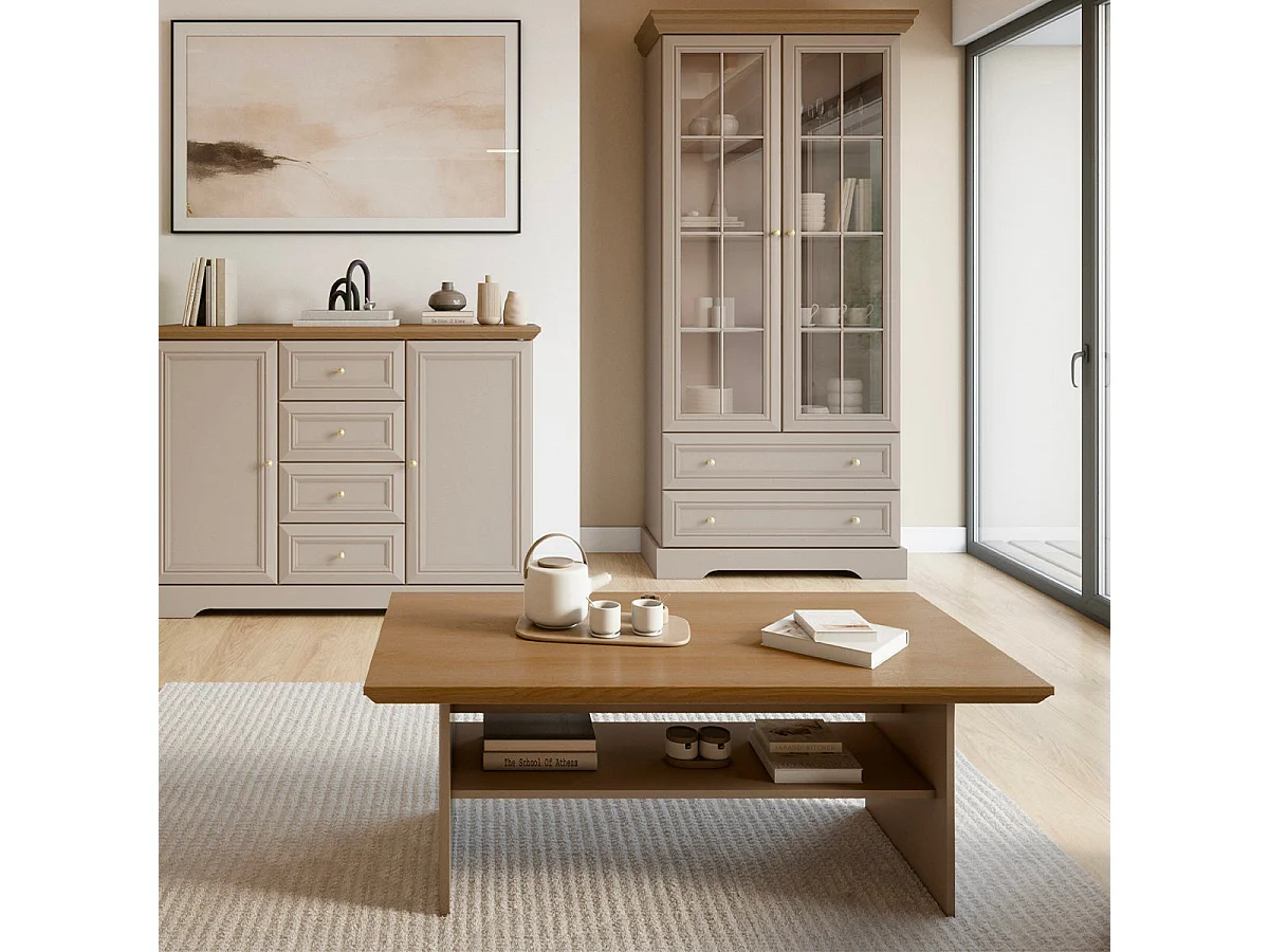 Dulci Cashmere and Wood Coffee Table
