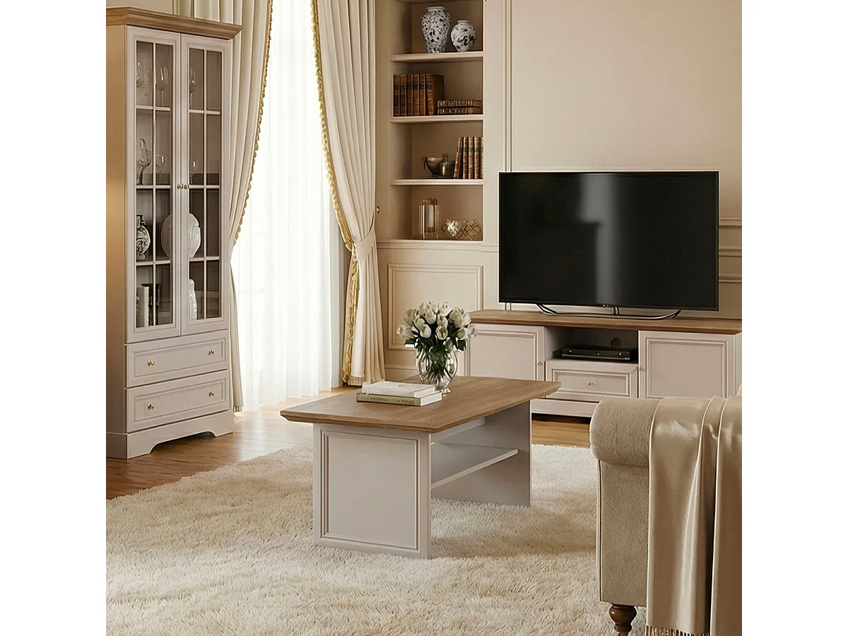 Dulci Cashmere and Wood Coffee Table
