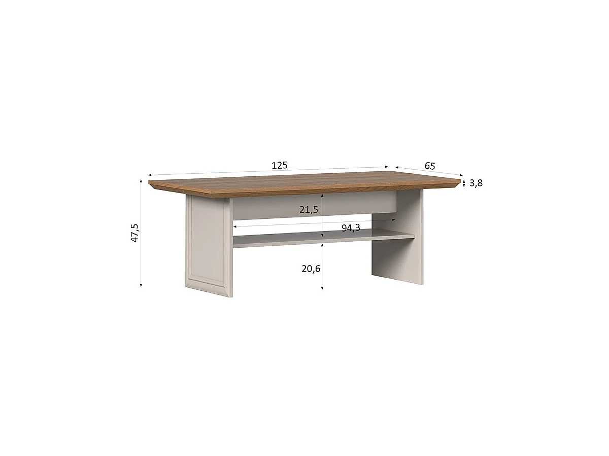 Dulci Cashmere and Wood Coffee Table