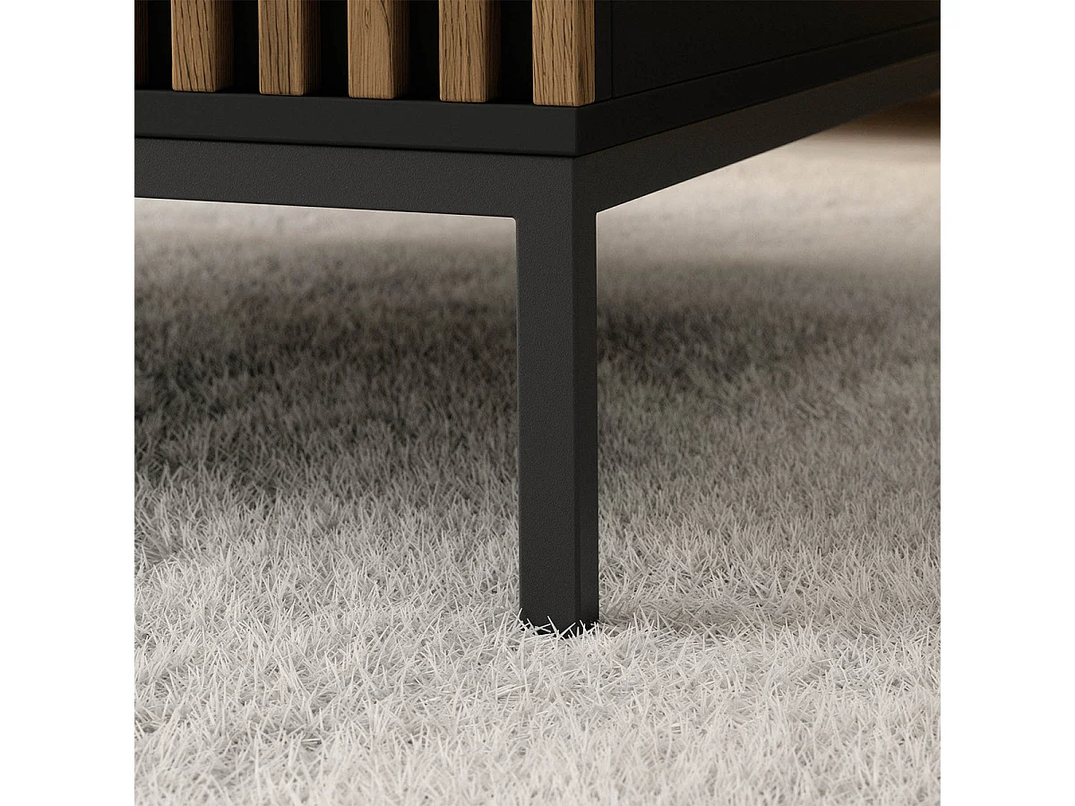 Table basse 1 tiroir 1 niche Melchior Noir et Bois
