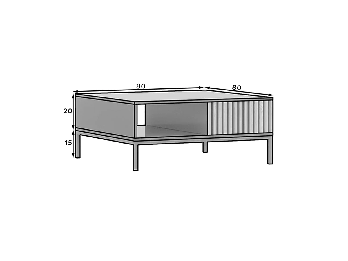 Table basse 1 tiroir 1 niche Melchior Noir et Bois