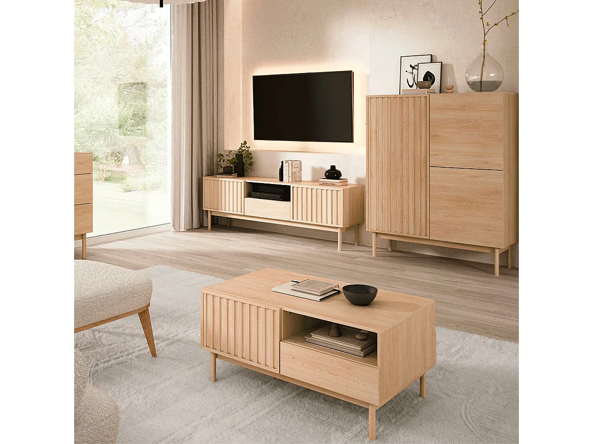 Idor Wood 4-door coffee table