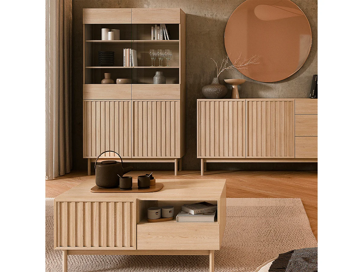 Idor Wood 4-door coffee table