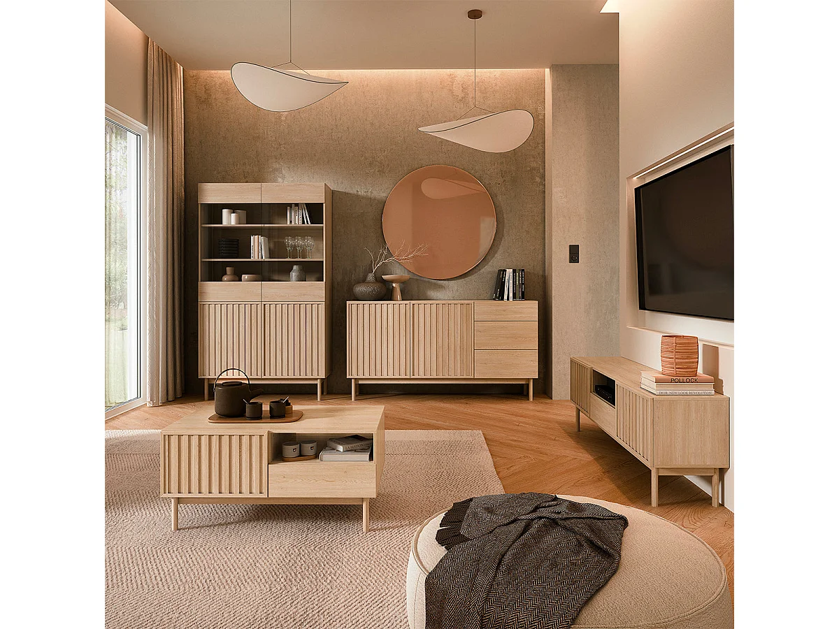 Idor Wood 4-door coffee table