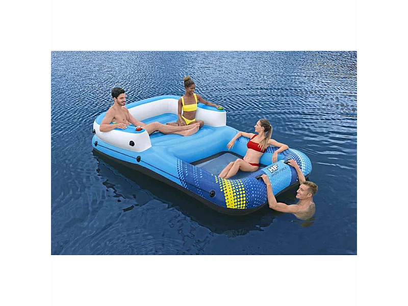 Bestway Isla Flotante Inflable Hydro Force 305x186x58 cm con Parasol, Portavasos y Características de Seguridad
