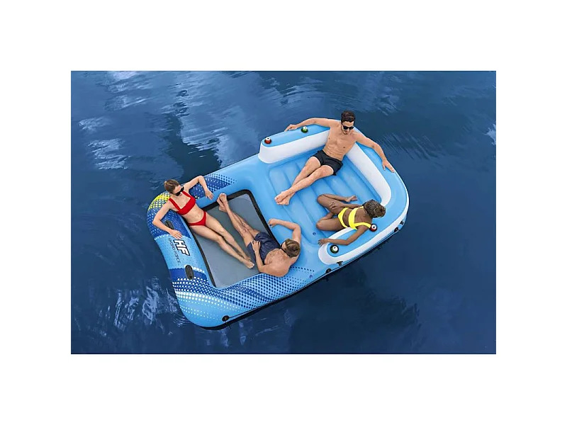 Bestway Isla Flotante Inflable Hydro Force 305x186x58 cm con Parasol, Portavasos y Características de Seguridad