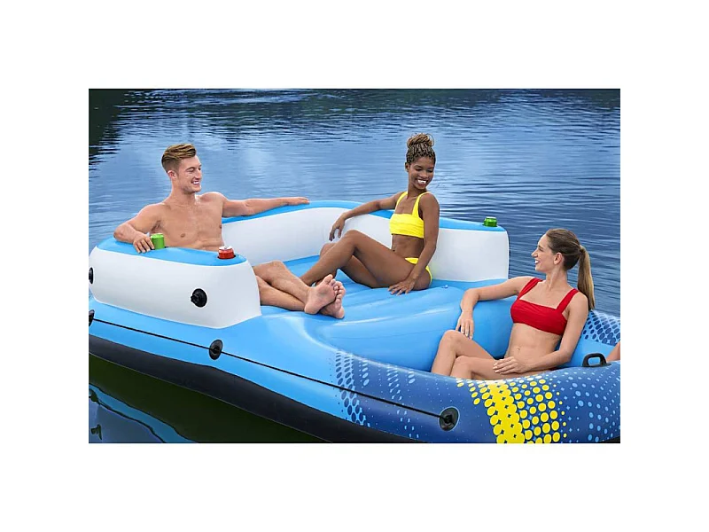 Bestway Isla Flotante Inflable Hydro Force 305x186x58 cm con Parasol, Portavasos y Características de Seguridad