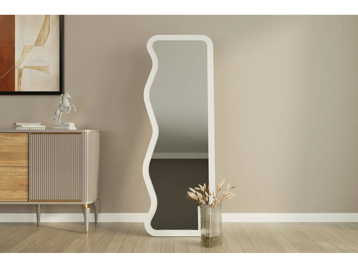 Elegant träspegel "Asel" - 50 x 160 cm - Vit