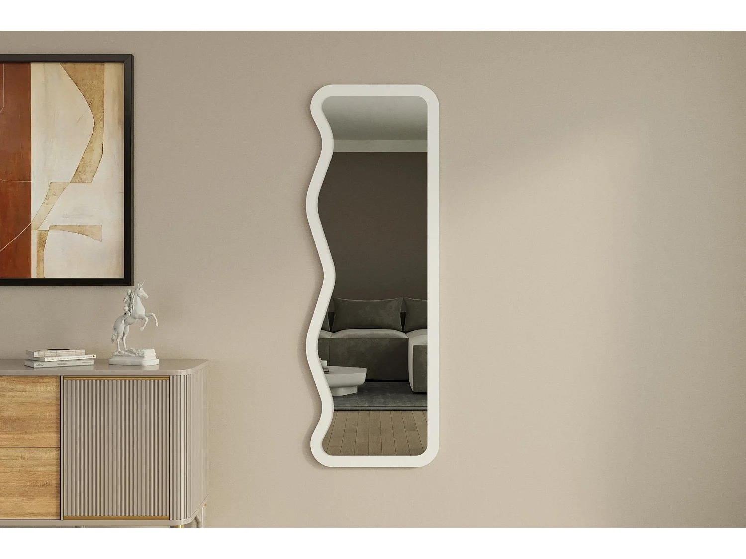 Miroir en bois "Asel" - 50 x 160 cm - Blanc
