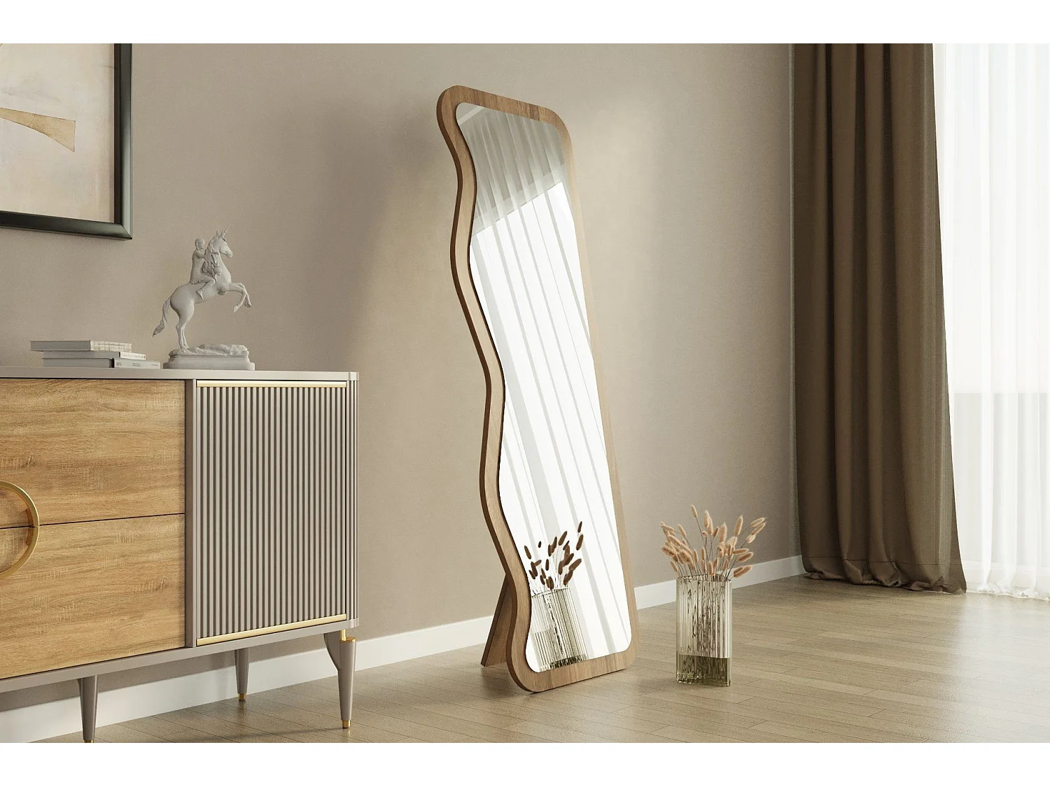 Miroir en bois "Asel" - 50 x 160 cm - Marron