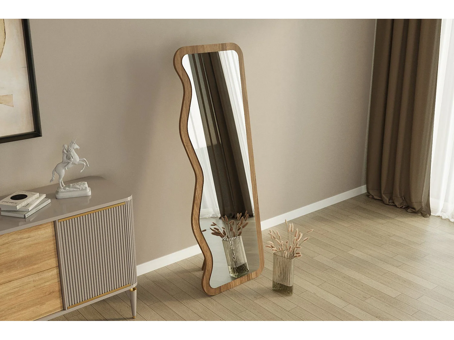 Miroir en bois "Asel" - 50 x 160 cm - Marron