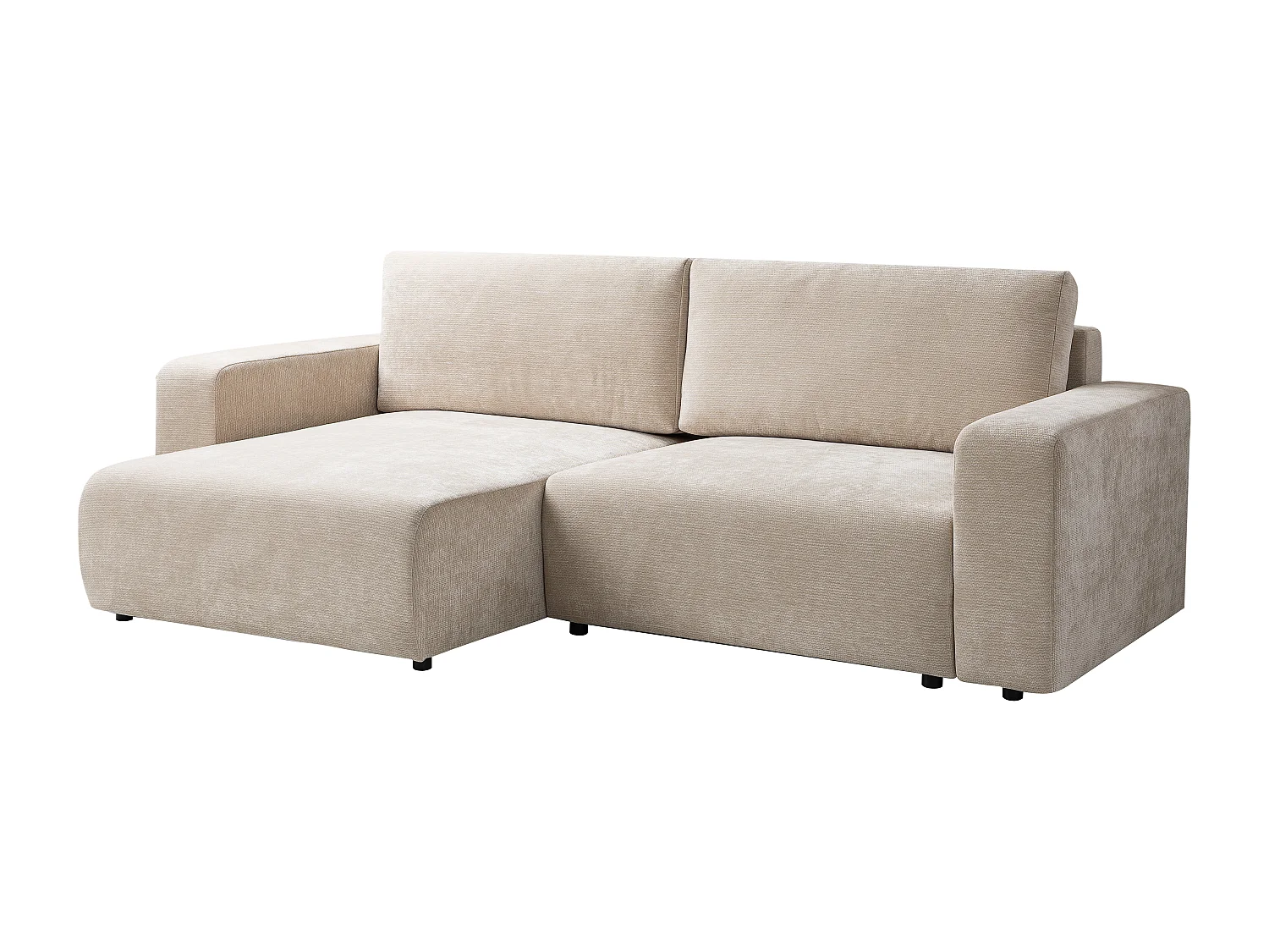 Hoekslaapbank in beige getextureerde stof - Omkeerbaar MAVIELI