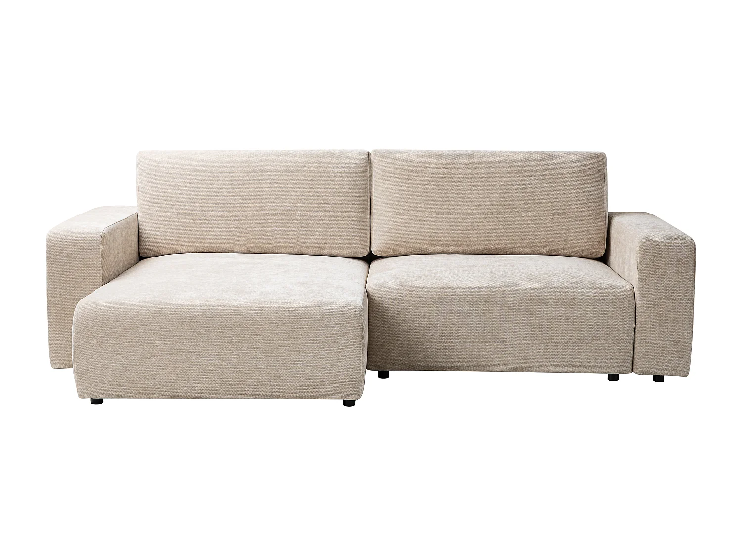 Hoekslaapbank in beige getextureerde stof - Omkeerbaar MAVIELI