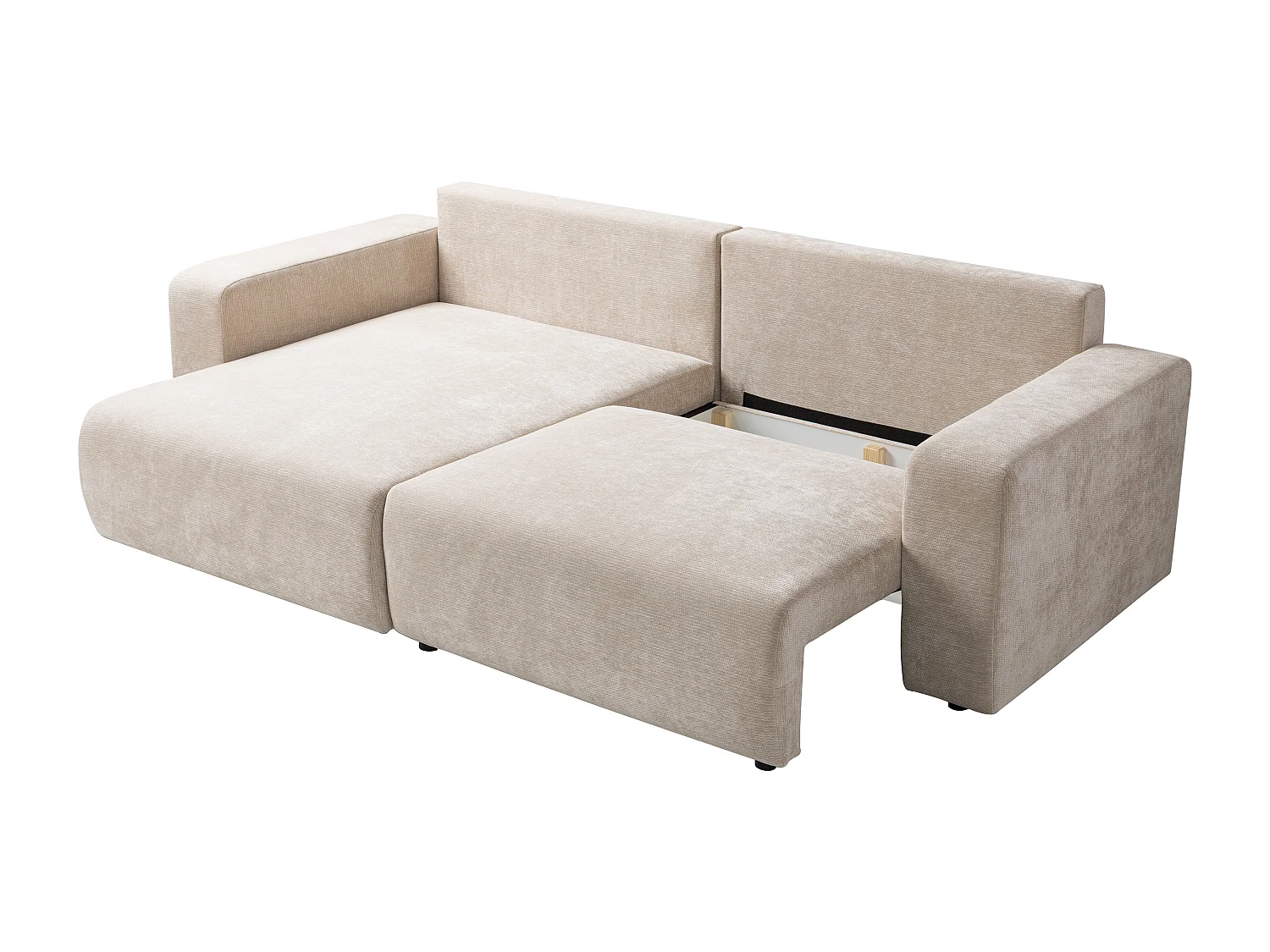 Hoekslaapbank in beige getextureerde stof - Omkeerbaar MAVIELI