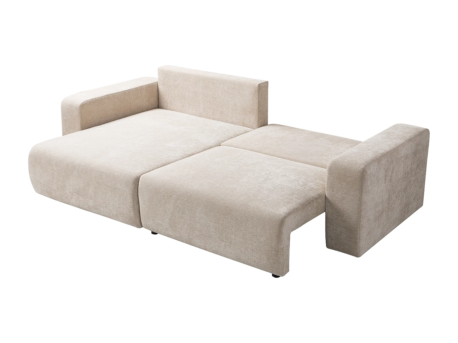 Hoekslaapbank in beige getextureerde stof - Omkeerbaar MAVIELI
