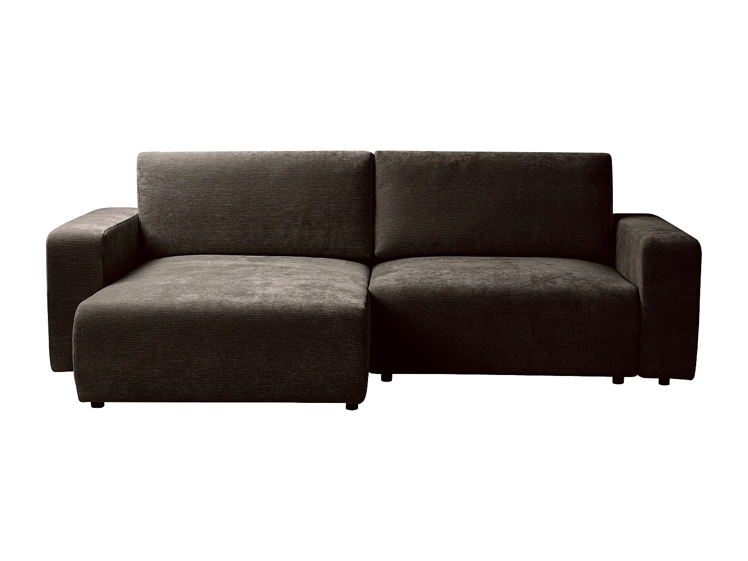 Canapé d'angle convertible et réversible en tissu texturé marron MAVIELI