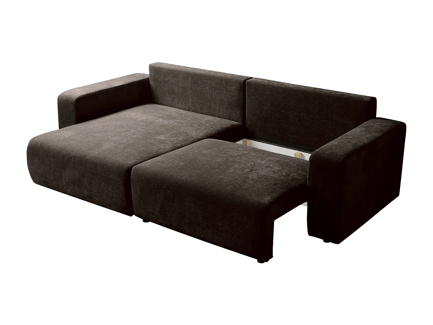 Canapé d'angle convertible et réversible en tissu texturé marron MAVIELI
