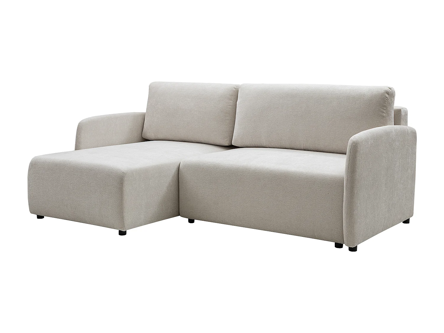 Canapé d'angle convertible et réversible en tissu texturé blanc cassé BARTILI