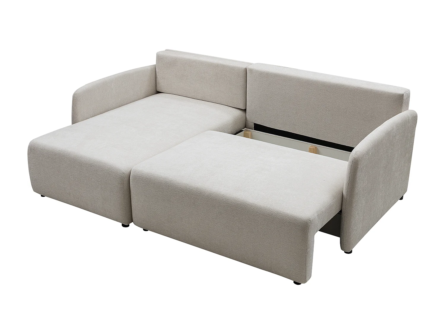 Canapé d'angle convertible et réversible en tissu texturé blanc cassé BARTILI