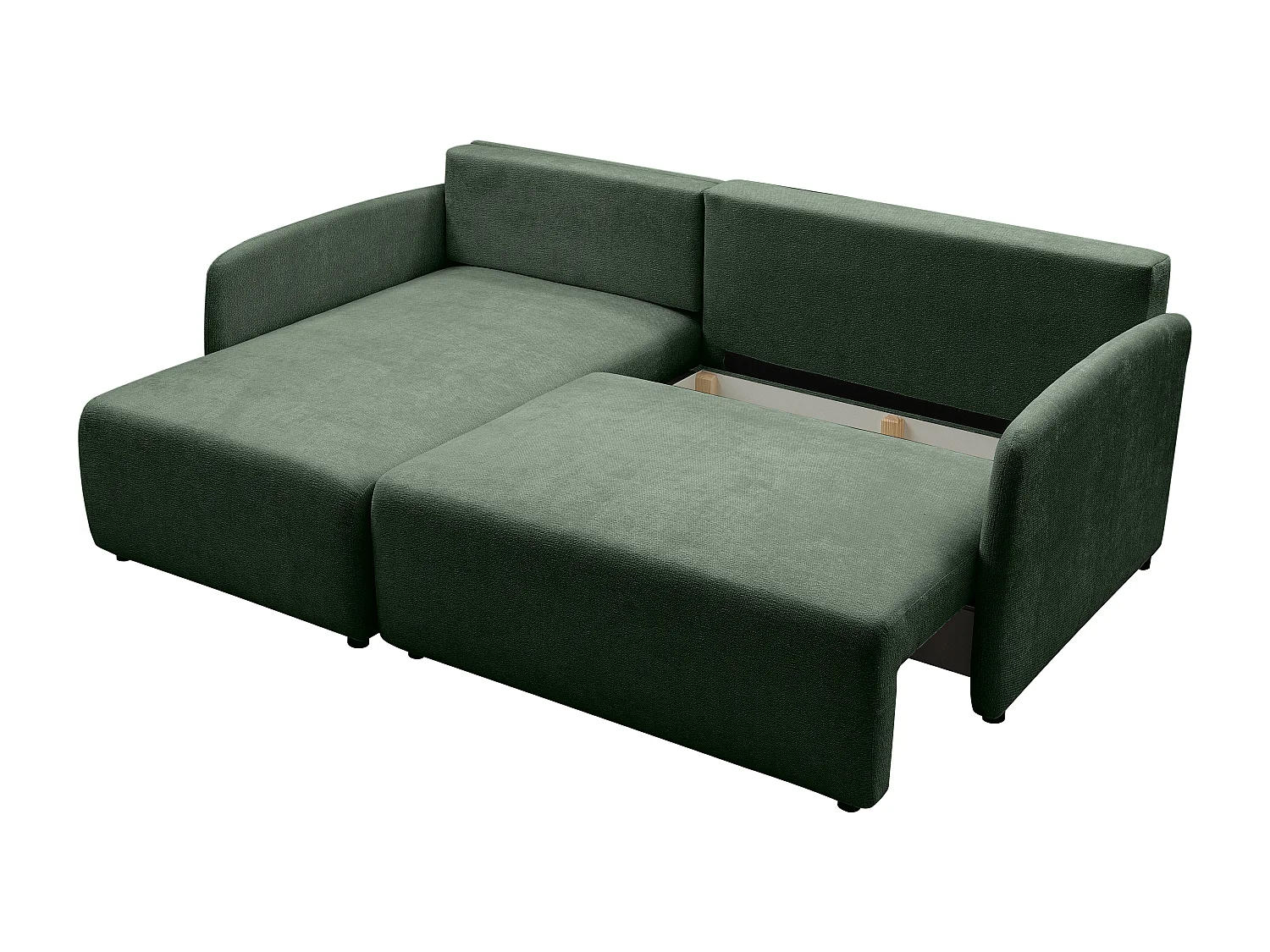 Canapé d'angle convertible et réversible en tissu texturé vert sapin BARTILI