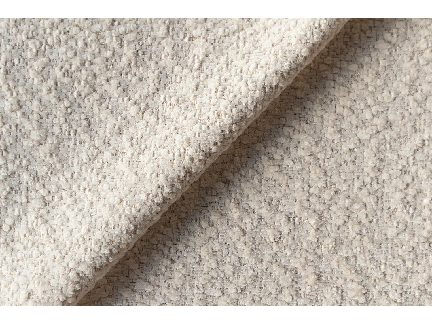 Méridienne droite avec accoudoir en tissu chenille beige TORISO