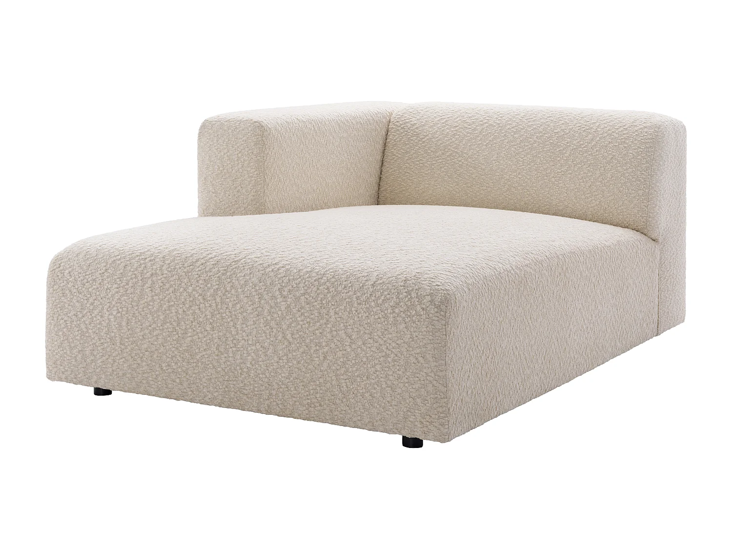Chaise longue links met armleuning in beige chenillestof - TORISO